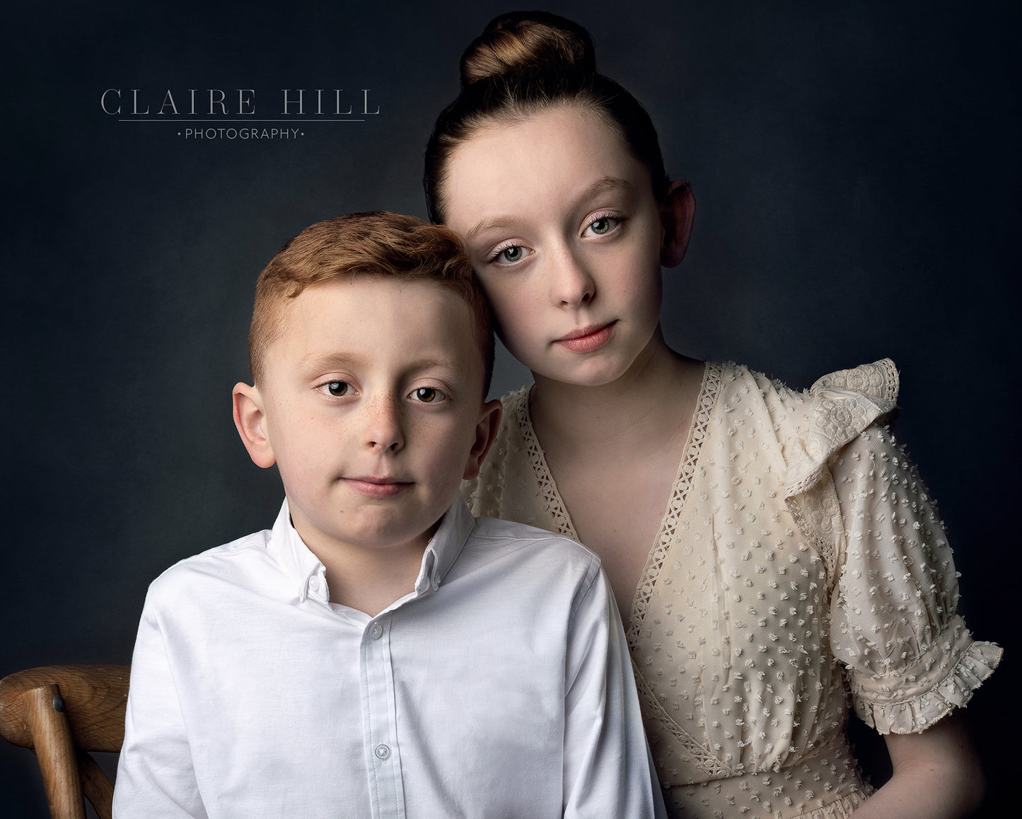 Professional brother and sister sibling photography photos by Claire Hill Photography. Studio based in Perton Wolverhampton West Midlands and Shropshire book today