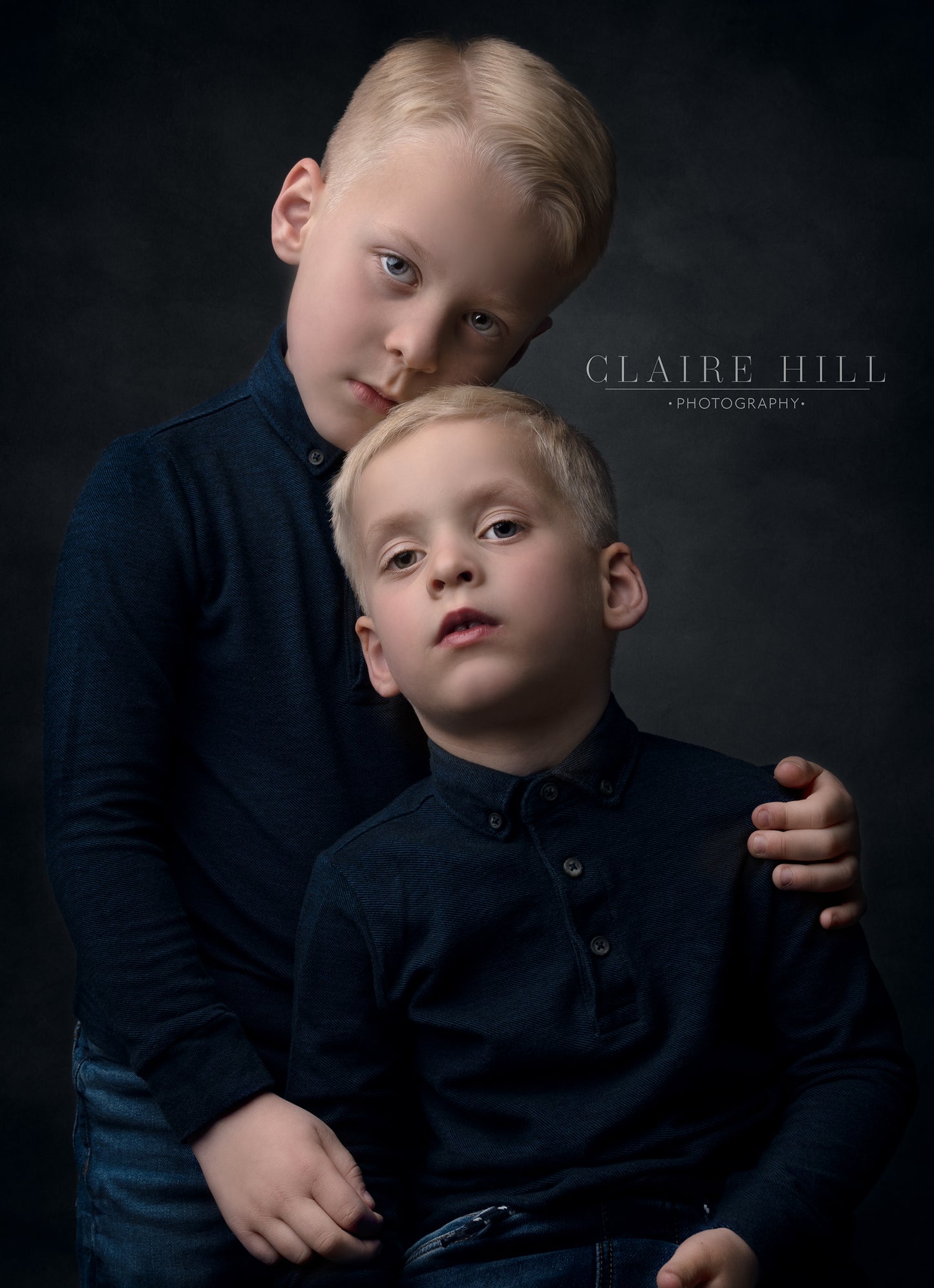 Professional sibling photography photos by Claire Hill Photography. Studio based in Perton Wolverhampton West Midlands and Shropshire book today