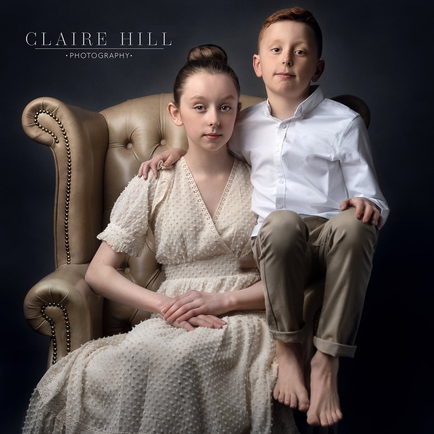 Professional brother and sister sibling photography photos by Claire Hill Photography. Studio based in Perton Wolverhampton West Midlands and Shropshire book today