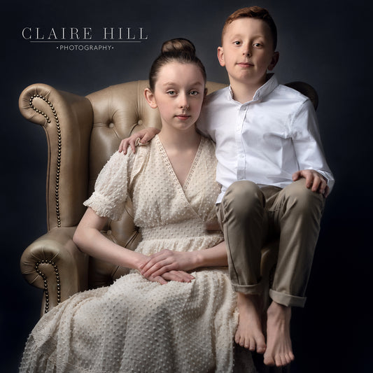 Professional brother and sister sibling photography photos by Claire Hill Photography. Studio based in  Perton Wolverhampton West Midlands and Shropshire book today