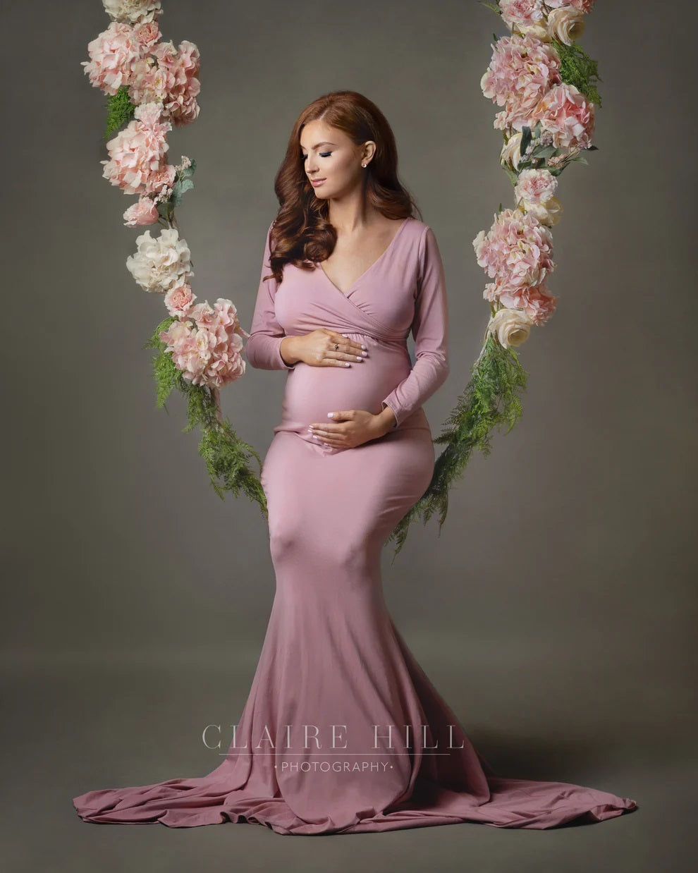 Creative maternity photography session in Birmingham, highlighting a unique and artistic portrait of an expectant mother by Claire Hill Photography.