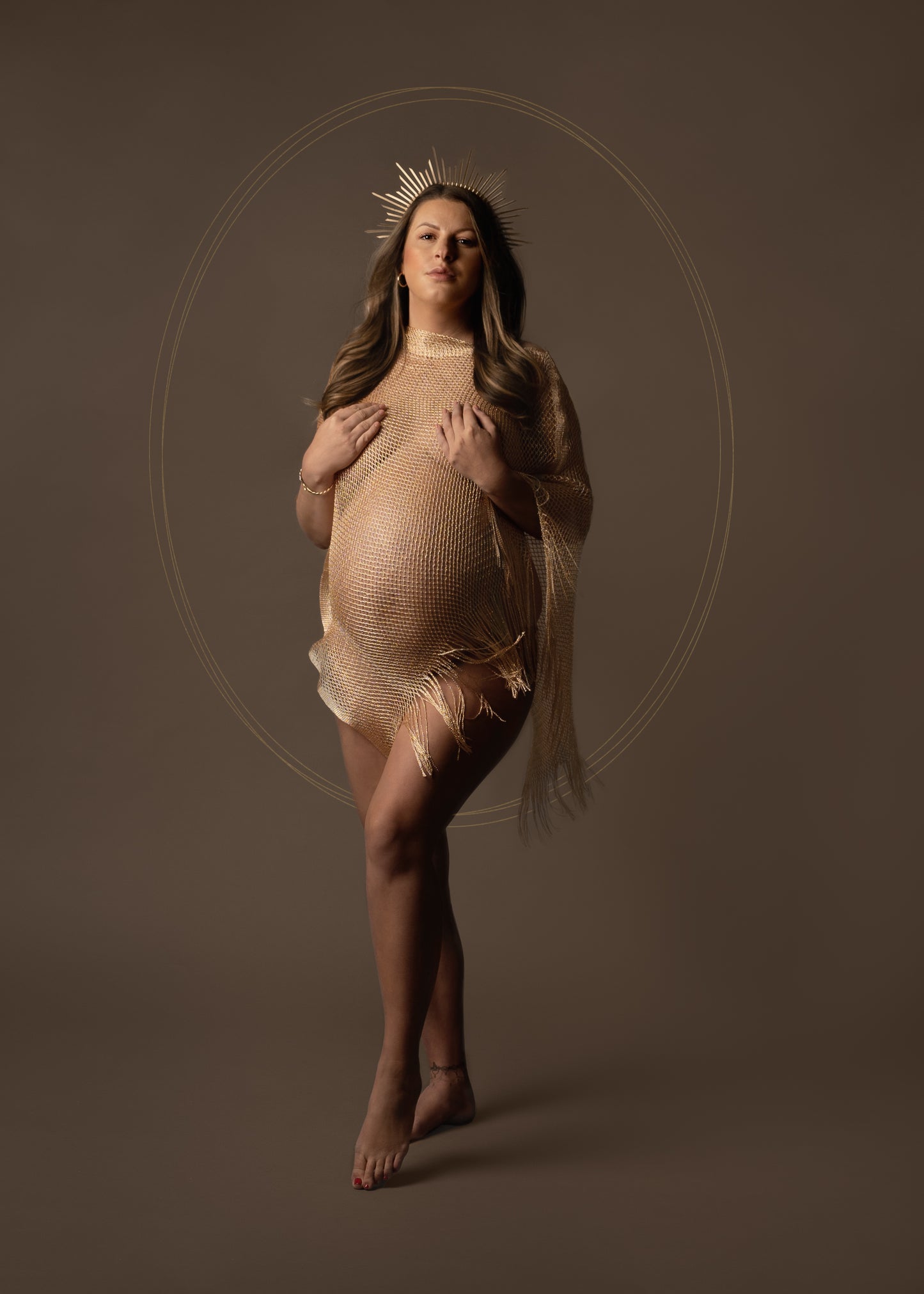 "Expectant mother posing during a maternity photoshoot with Claire Hill Photography in Birmingham."